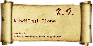 Kubányi Ilona névjegykártya