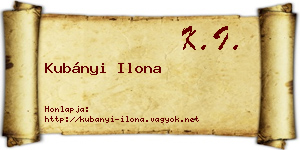 Kubányi Ilona névjegykártya